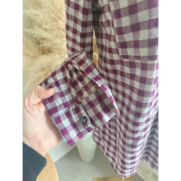 Madewell Market Gingham Button Up Shirt Size XS Purple Check Plaid Cabincore - Picture 6 of 9